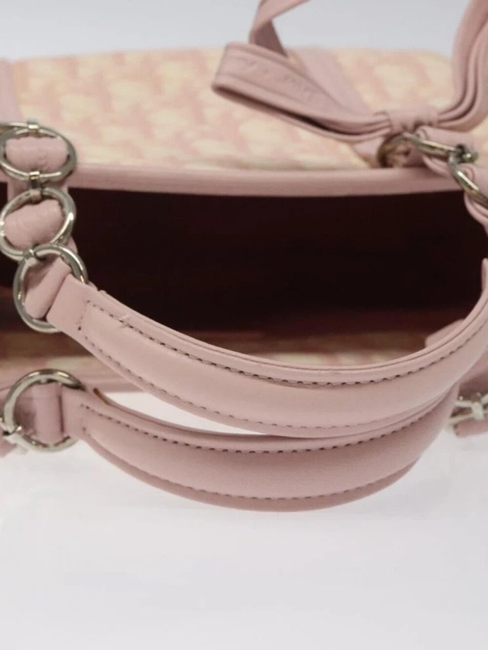 Christian Dior Trotter Canvas Romantic Chain Bag PVC Pink Silver - Picture 12 of 16
